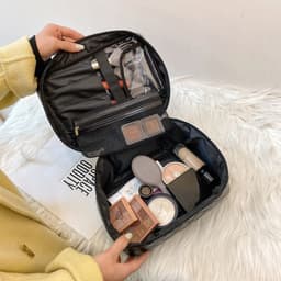 image-Pu Portable Large Capacity Rhombus Cosmetic Bag