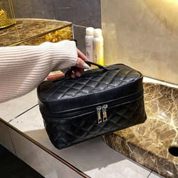 image-Pu Portable Large Capacity Rhombus Cosmetic Bag