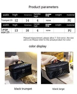 image-Pu Portable Large Capacity Rhombus Cosmetic Bag
