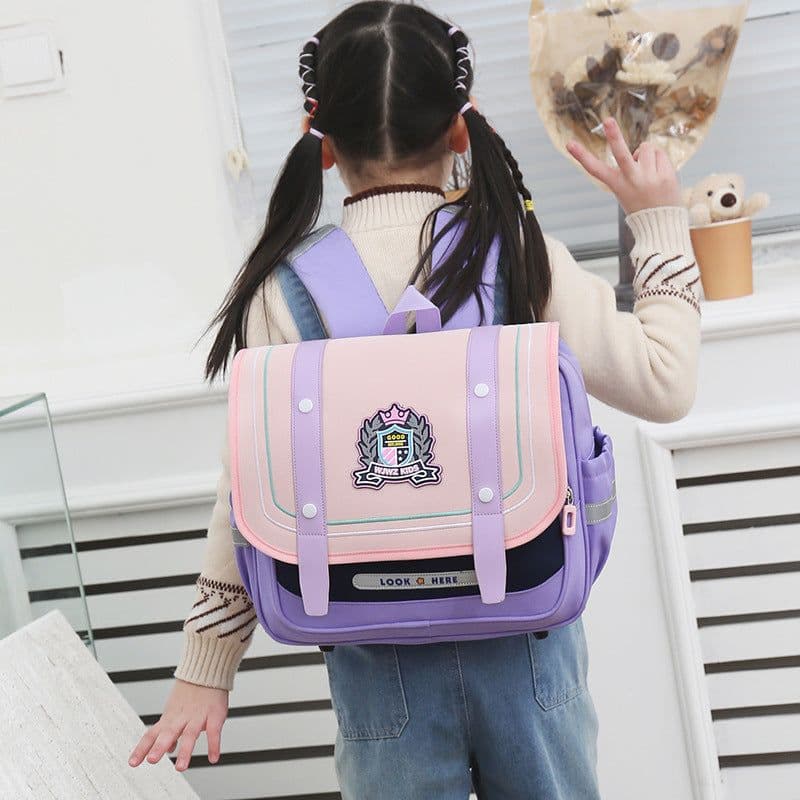 image-Elementary School Student Schoolbag British Style Boys And Girls Burden Reduction Children Backpack