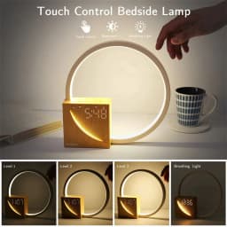 image-Bedside Lamp Touch Table Lamp With Natural Sounds, Desk Lamp With Alarm Clock, Touch Control 3 Levels Brightness Home Decor
