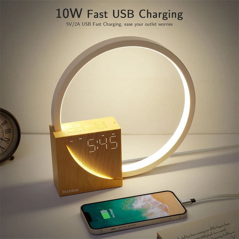 image-Bedside Lamp Touch Table Lamp With Natural Sounds, Desk Lamp With Alarm Clock, Touch Control 3 Levels Brightness Home Decor