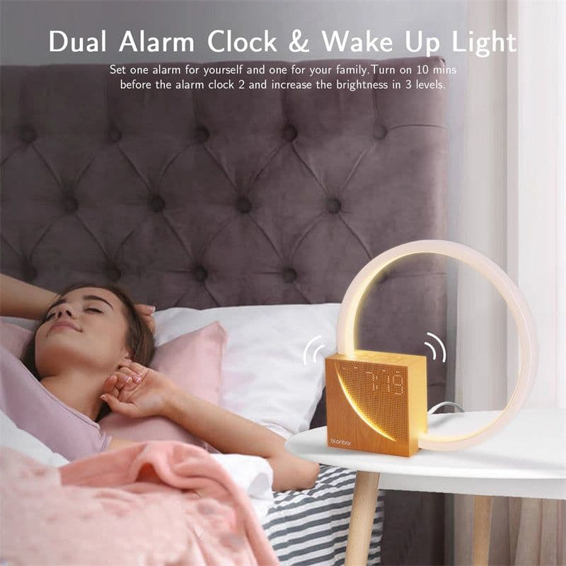image-Bedside Lamp Touch Table Lamp With Natural Sounds, Desk Lamp With Alarm Clock, Touch Control 3 Levels Brightness Home Decor