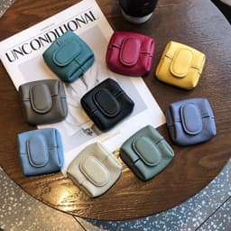 image-Coin Purse Women's Buckle First Layer Cowhide Coin Purse Key Case Carry Bag