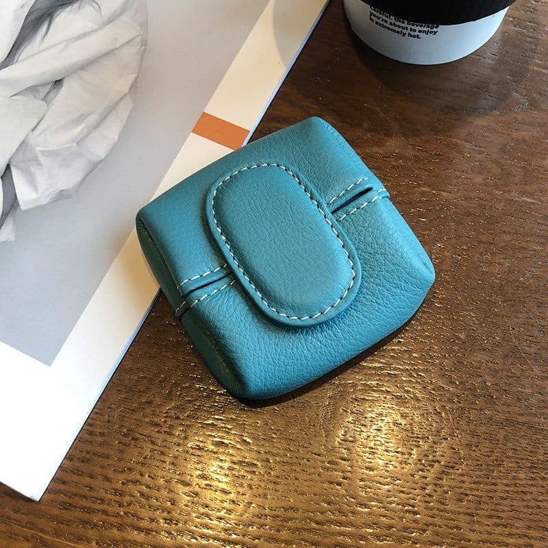 image-Coin Purse Women's Buckle First Layer Cowhide Coin Purse Key Case Carry Bag