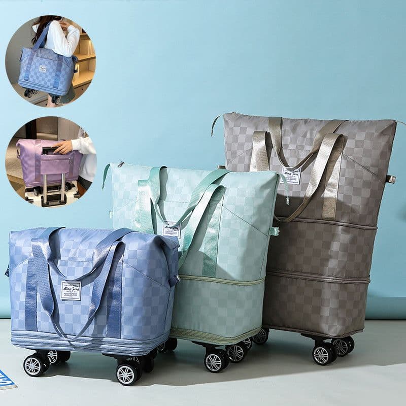 image-Large Capacity Travel Bags Dry Wet Separation Expansion Double Layer Luggage Totes Women