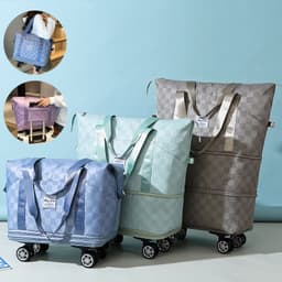 image-Large Capacity Travel Bags Dry Wet Separation Expansion Double Layer Luggage Totes Women