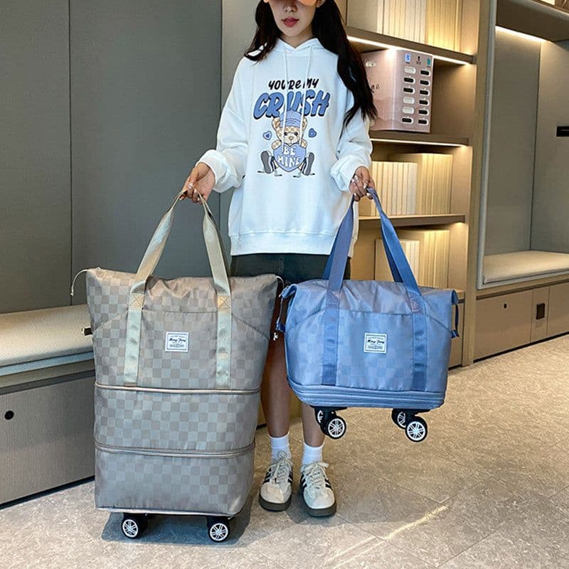 image-Large Capacity Travel Bags Dry Wet Separation Expansion Double Layer Luggage Totes Women