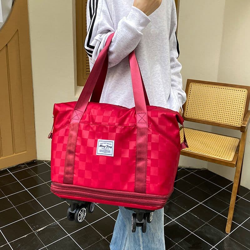 image-Large Capacity Travel Bags Dry Wet Separation Expansion Double Layer Luggage Totes Women