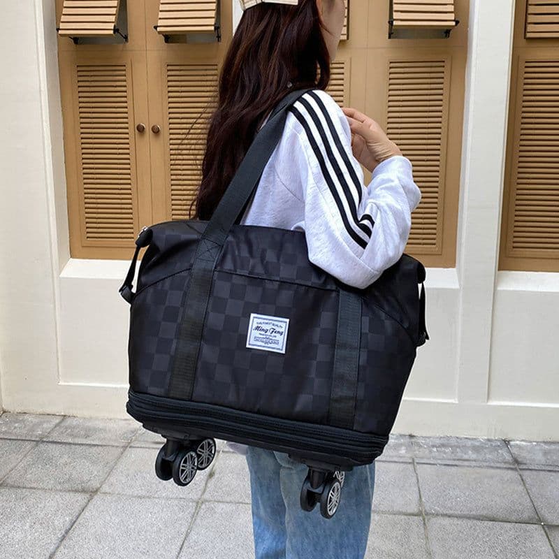 image-Large Capacity Travel Bags Dry Wet Separation Expansion Double Layer Luggage Totes Women