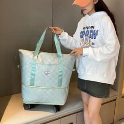 image-Large Capacity Travel Bags Dry Wet Separation Expansion Double Layer Luggage Totes Women