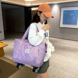 image-Large Capacity Travel Bags Dry Wet Separation Expansion Double Layer Luggage Totes Women