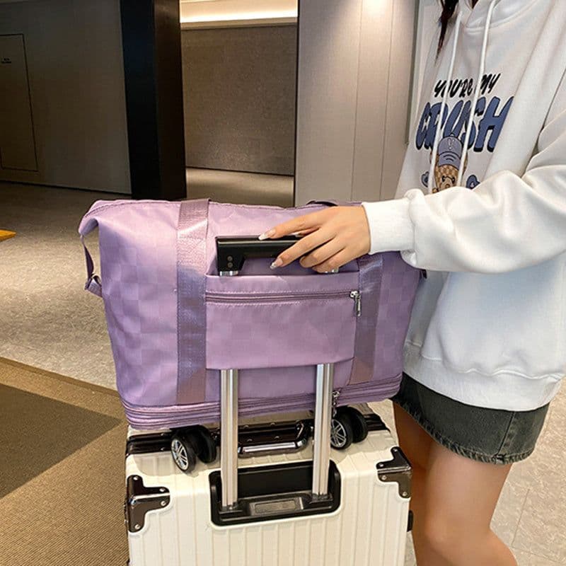 image-Large Capacity Travel Bags Dry Wet Separation Expansion Double Layer Luggage Totes Women