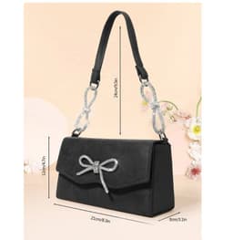 image-Shiny Bow Rhinestone Women Bag High-grade French Style