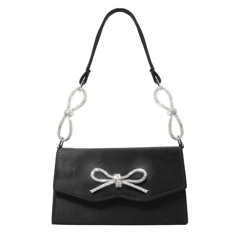 image-Shiny Bow Rhinestone Women Bag High-grade French Style