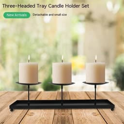 image-Three-head Candlestick Can Be Combined With Two Style 4-inch Pillar Candle Large Plate Candle Holder