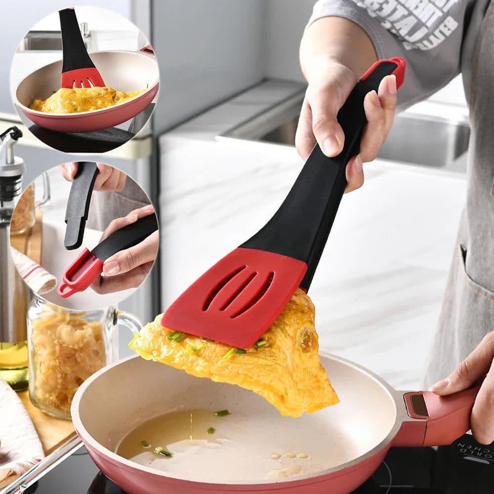 image-3 In 1 Frying Spatula Clip Silicone Food Clip Frying Steak Pancakes Shovel Slotted Turners Kitchen Tools Cooking Utensils Kitchen Gadgets