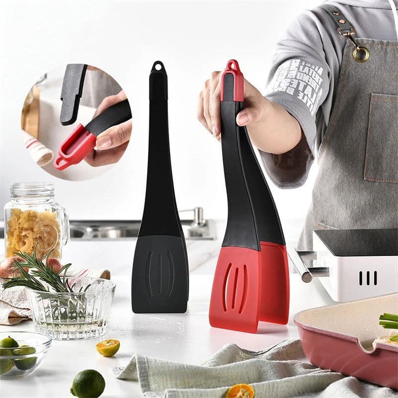 image-3 In 1 Frying Spatula Clip Silicone Food Clip Frying Steak Pancakes Shovel Slotted Turners Kitchen Tools Cooking Utensils Kitchen Gadgets