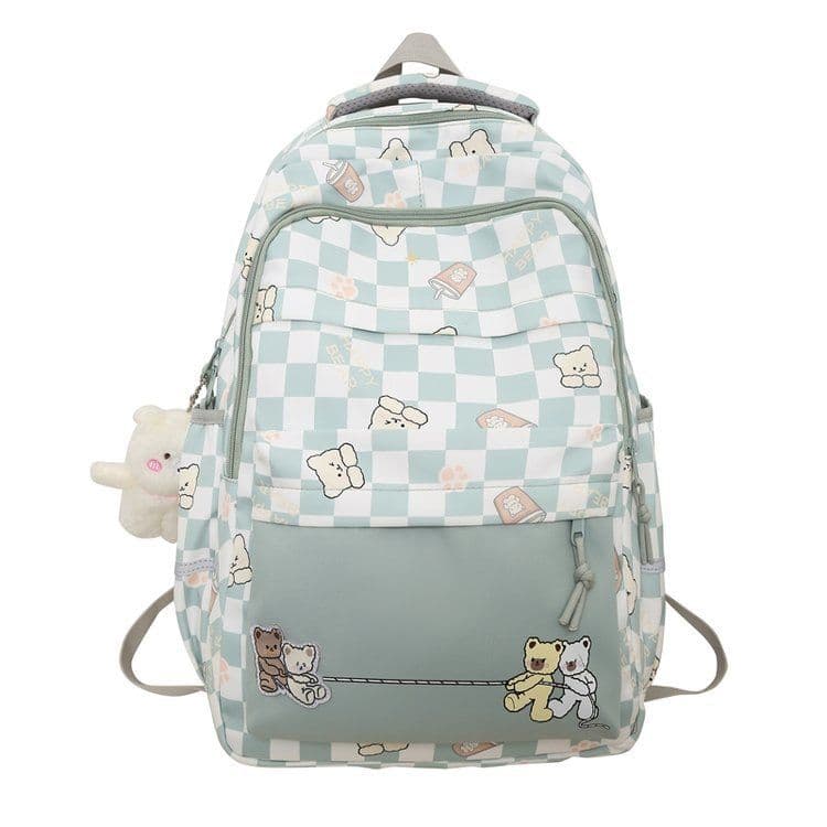 image-Girly And Fashion Chessboard Plaid Backpack