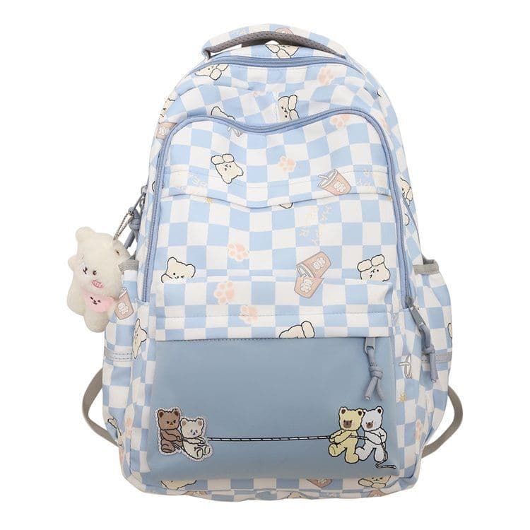 image-Girly And Fashion Chessboard Plaid Backpack