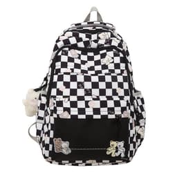 image-Girly And Fashion Chessboard Plaid Backpack