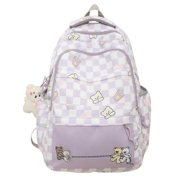 image-Girly And Fashion Chessboard Plaid Backpack