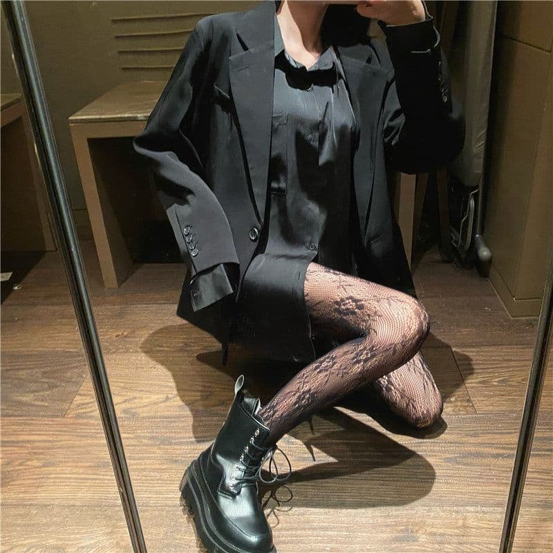 image-Flower Thin Mesh Lace Base Body Stockings