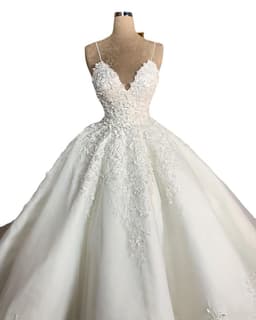 image-Deep V-neck Sexy Lace Floor-length Wedding Dress Romantic Aura Dignified Wedding Banquet Welcome 2024 New Spring
