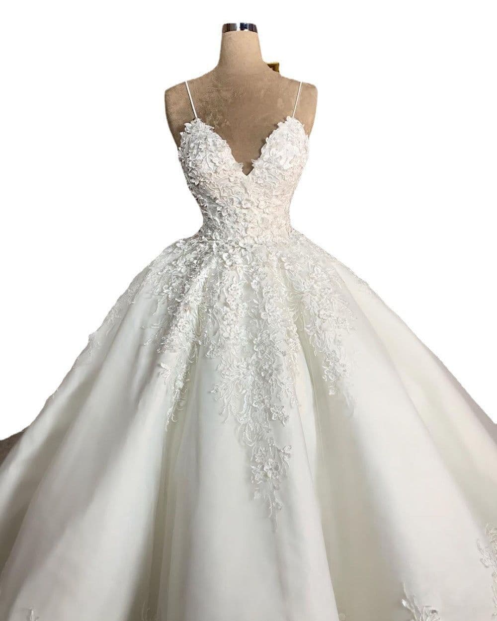 image-Deep V-neck Sexy Lace Floor-length Wedding Dress Romantic Aura Dignified Wedding Banquet Welcome 2024 New Spring