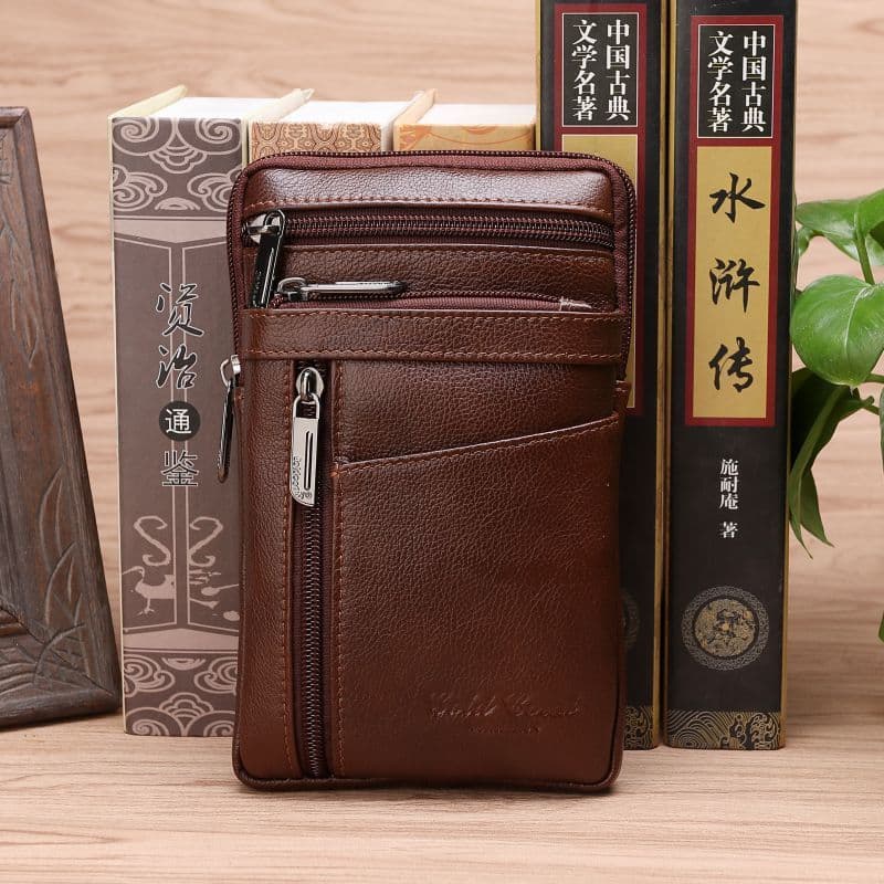 image-Big Screen Mobile Phone Bag First Layer Cowhide
