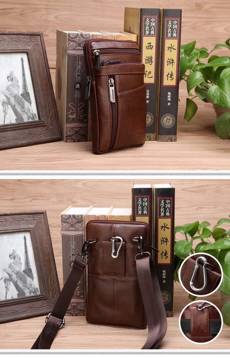 image-Big Screen Mobile Phone Bag First Layer Cowhide
