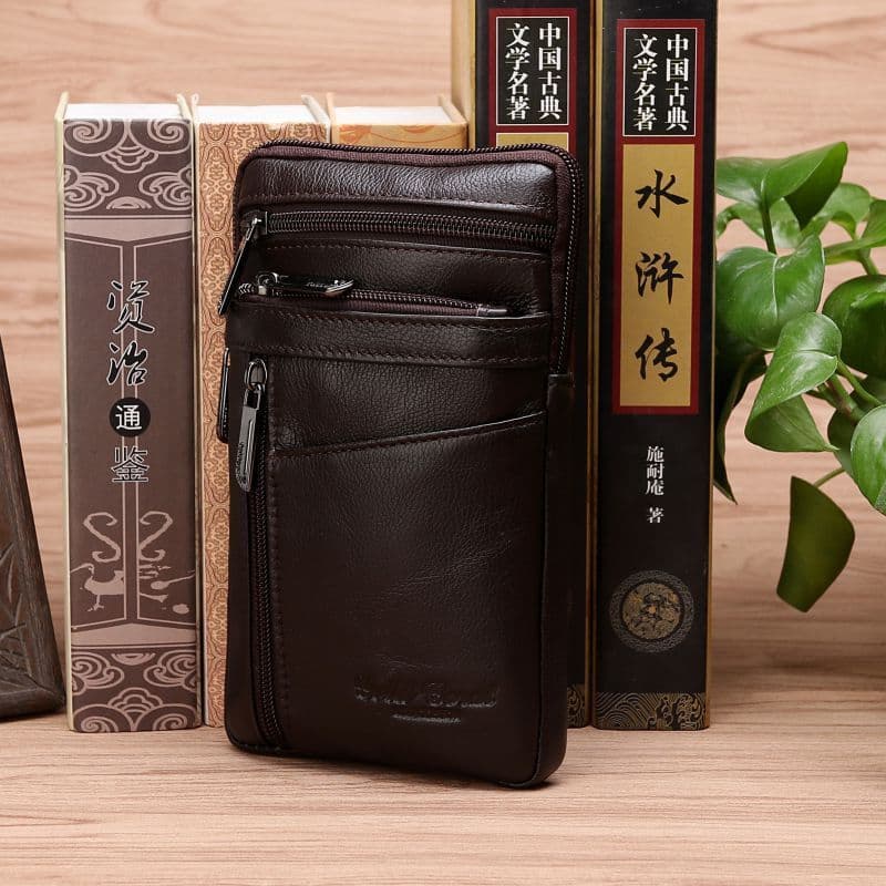 image-Big Screen Mobile Phone Bag First Layer Cowhide