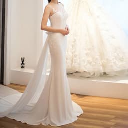 image-Mid-waist Dream See-through Super Fairy Light Wedding Dress