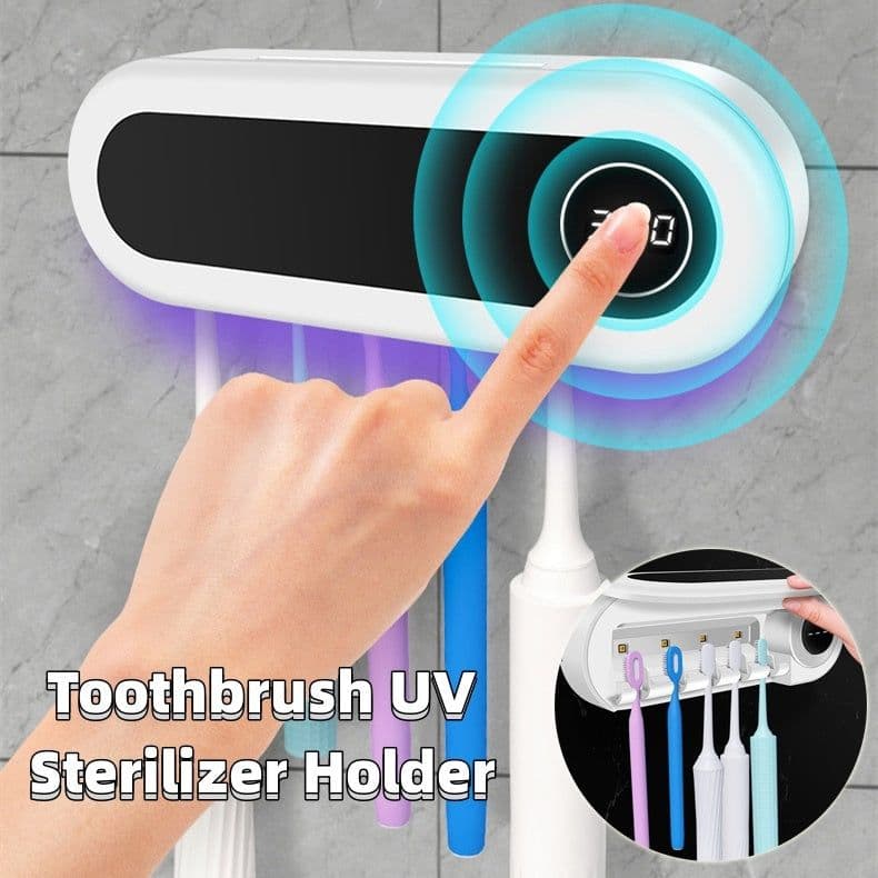 image-Wall Mounted Toothbrush Holder Smart Toothbrush UV Sterilizer Holder Toothpaste Dispenser Squeezer For Bathroom Accessories