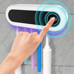 image-Wall Mounted Toothbrush Holder Smart Toothbrush UV Sterilizer Holder Toothpaste Dispenser Squeezer For Bathroom Accessories