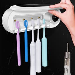 image-Wall Mounted Toothbrush Holder Smart Toothbrush UV Sterilizer Holder Toothpaste Dispenser Squeezer For Bathroom Accessories