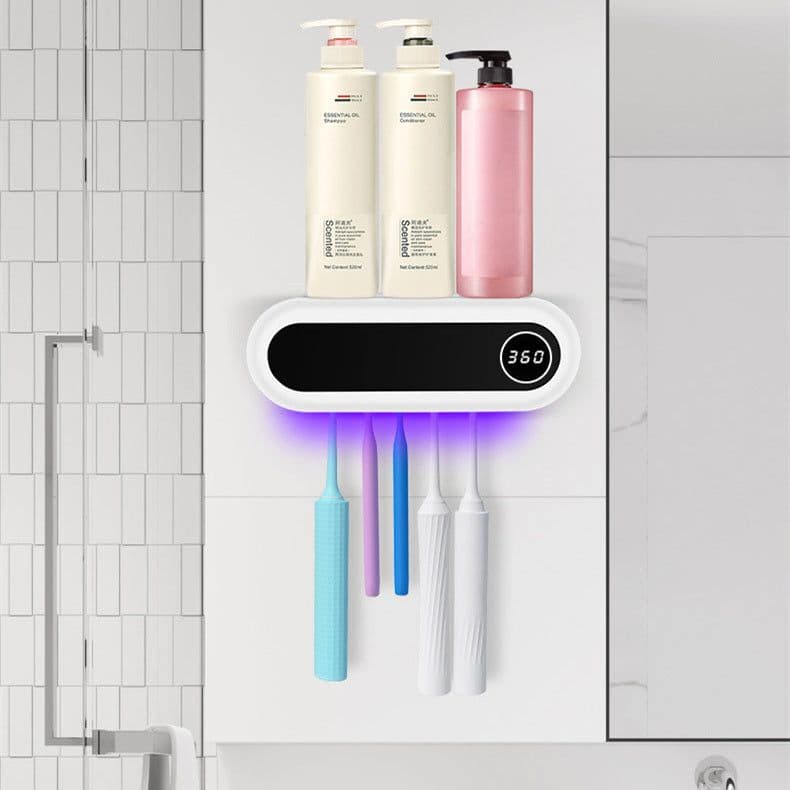 image-Wall Mounted Toothbrush Holder Smart Toothbrush UV Sterilizer Holder Toothpaste Dispenser Squeezer For Bathroom Accessories