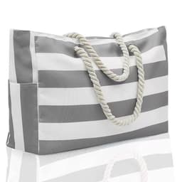 image-Striped Beach Large Storage Canvas Traveling Bag