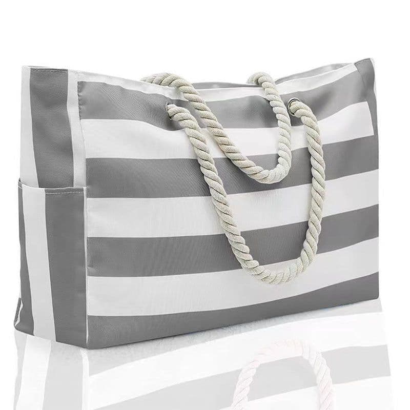 image-Striped Beach Large Storage Canvas Traveling Bag