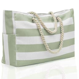 image-Striped Beach Large Storage Canvas Traveling Bag