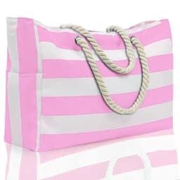 image-Striped Beach Large Storage Canvas Traveling Bag