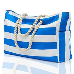 image-Striped Beach Large Storage Canvas Traveling Bag
