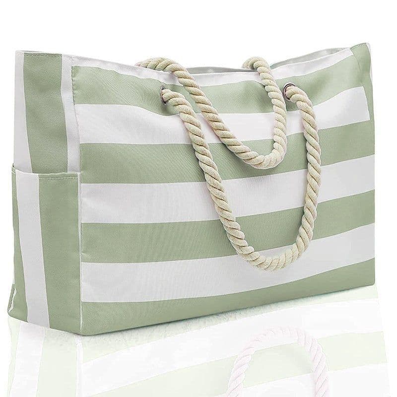 image-Striped Beach Large Storage Canvas Traveling Bag