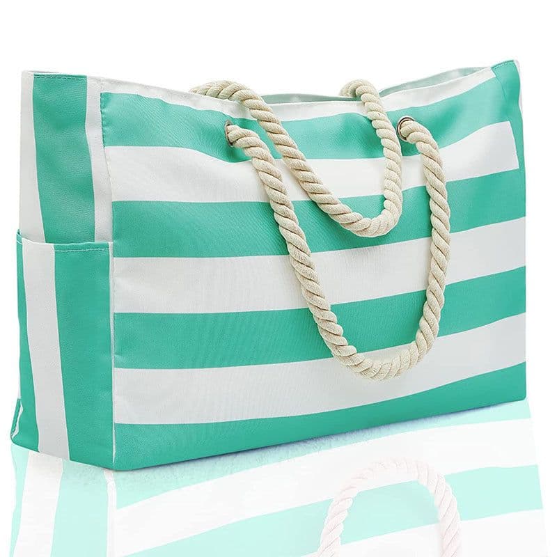 image-Striped Beach Large Storage Canvas Traveling Bag