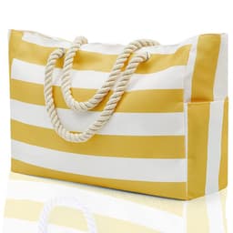 image-Striped Beach Large Storage Canvas Traveling Bag