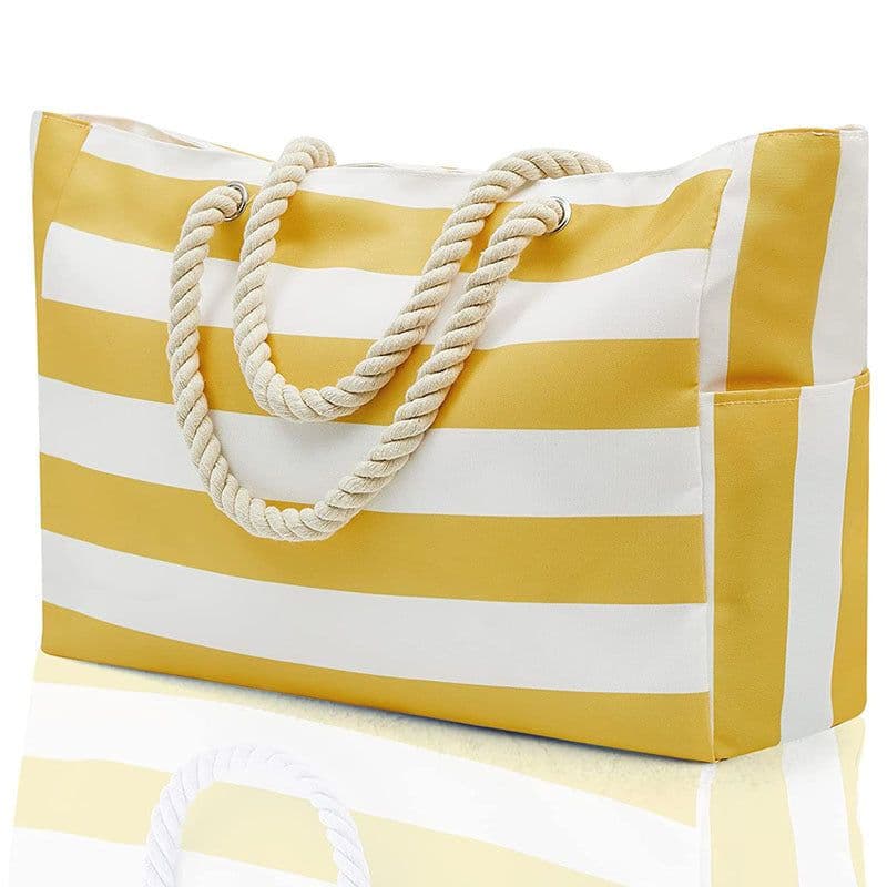 image-Striped Beach Large Storage Canvas Traveling Bag
