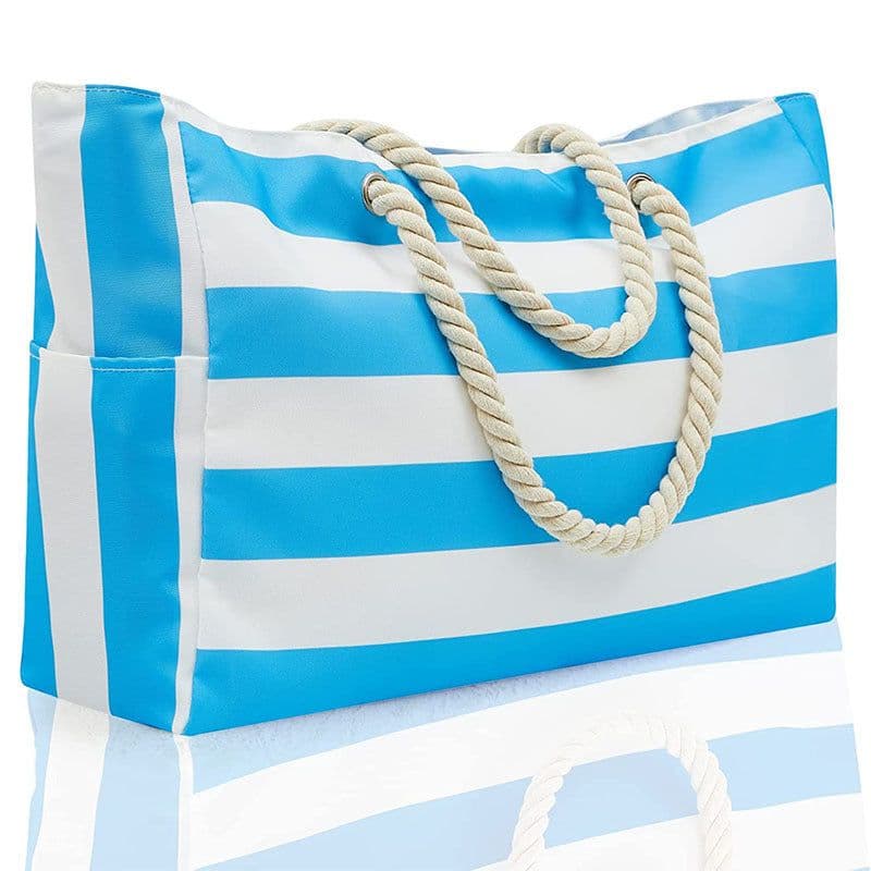 image-Striped Beach Large Storage Canvas Traveling Bag