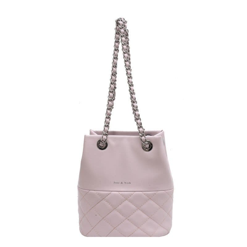 image-Korean Style Simple Women's Fashion Diamond Texture One-shoulder Bucket Crossbody Bag