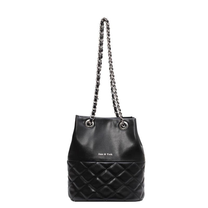 image-Korean Style Simple Women's Fashion Diamond Texture One-shoulder Bucket Crossbody Bag