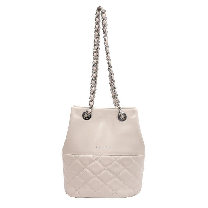 image-Korean Style Simple Women's Fashion Diamond Texture One-shoulder Bucket Crossbody Bag